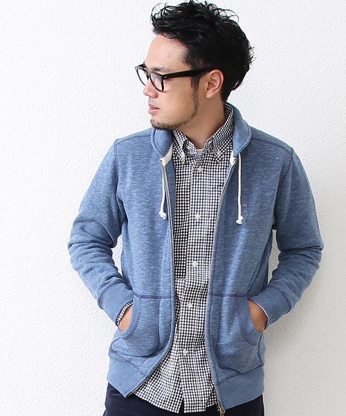 coen（コーエン）の「ウラケダブルジップカットブルゾン（パーカー・メンズ・ネイビー/ブラウン/ダークグレー・MEDIUM/SMALL/LARGE/X-LARGE）」の3枚目の写真