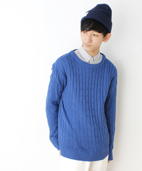 WEGO(ウィゴー)の「WEGO/ケーブルニット(ニット/セーター・メンズ・グリーン/グリーン系その他/ブルー/サックスブルー/ネイビー/マスタード/レッド/ワイン・MEDIUM/LARGE)」の5枚目の写真