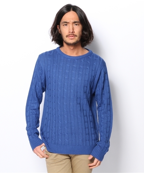 WEGO(ウィゴー)の「WEGO/ケーブルニット(ニット/セーター・メンズ・グリーン/グリーン系その他/ブルー/サックスブルー/ネイビー/マスタード/レッド/ワイン・MEDIUM/LARGE)」の20枚目の写真