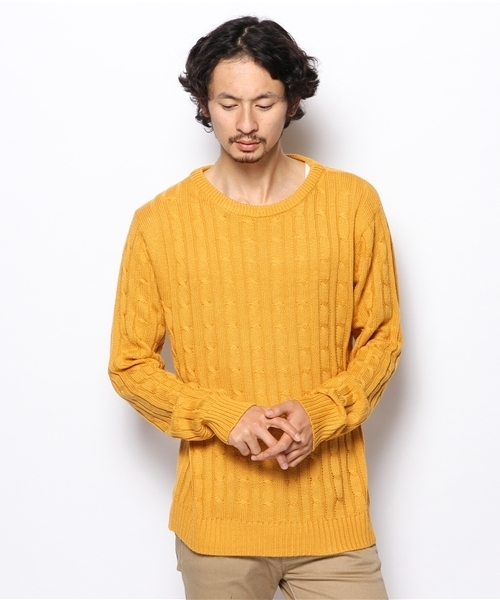 WEGO(ウィゴー)の「WEGO/ケーブルニット(ニット/セーター・メンズ・グリーン/グリーン系その他/ブルー/サックスブルー/ネイビー/マスタード/レッド/ワイン・MEDIUM/LARGE)」の21枚目の写真