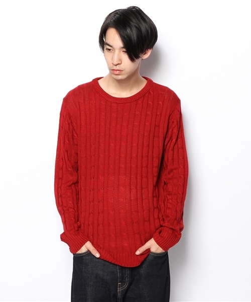 WEGO(ウィゴー)の「WEGO/ケーブルニット(ニット/セーター・メンズ・グリーン/グリーン系その他/ブルー/サックスブルー/ネイビー/マスタード/レッド/ワイン・MEDIUM/LARGE)」の22枚目の写真