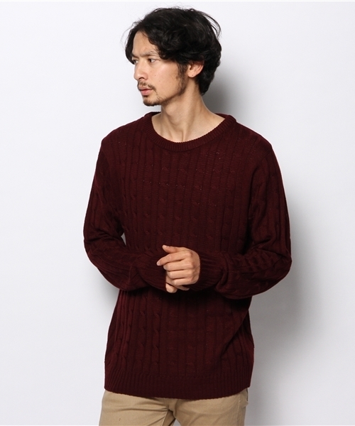 WEGO(ウィゴー)の「WEGO/ケーブルニット(ニット/セーター・メンズ・グリーン/グリーン系その他/ブルー/サックスブルー/ネイビー/マスタード/レッド/ワイン・MEDIUM/LARGE)」の15枚目の写真