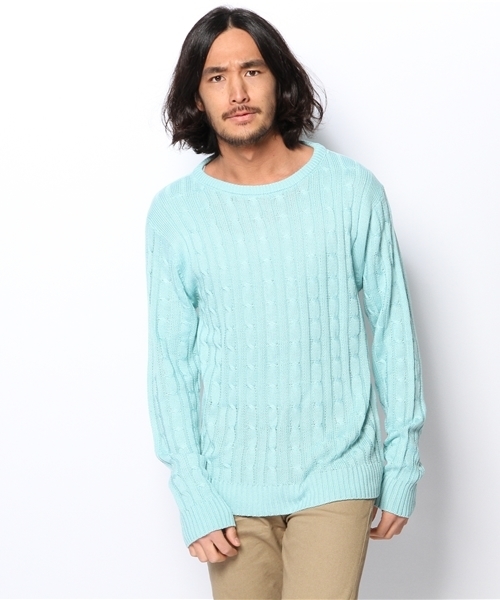 WEGO(ウィゴー)の「WEGO/ケーブルニット(ニット/セーター・メンズ・グリーン/グリーン系その他/ブルー/サックスブルー/ネイビー/マスタード/レッド/ワイン・MEDIUM/LARGE)」の17枚目の写真