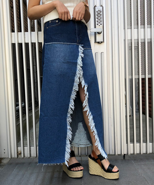 Envym アンビー の リメイクデニムロングｓｋ デニムスカート Wear