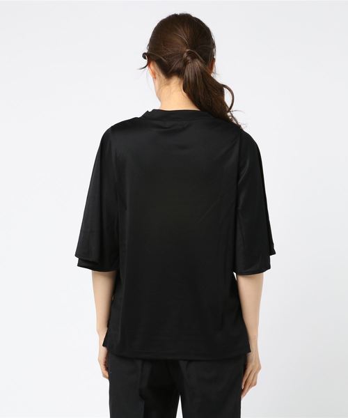 A/C DESIGN BY ALPHA CUBIC（エーシーデザインバイアルファキュービック）の「【WEB&一部店舗限定】モックネックフレアスリーブプルオーバー（Tシャツ/カットソー・レディース・サックスブルー/ブラック/ベージュ・M size/L size）」の7枚目の写真