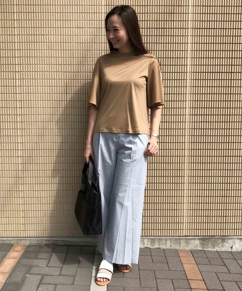 A/C DESIGN BY ALPHA CUBIC（エーシーデザインバイアルファキュービック）の「【WEB&一部店舗限定】モックネックフレアスリーブプルオーバー（Tシャツ/カットソー・レディース・サックスブルー/ブラック/ベージュ・M size/L size）」の5枚目の写真