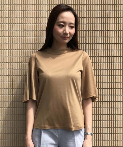 A/C DESIGN BY ALPHA CUBIC（エーシーデザインバイアルファキュービック）の「【WEB&一部店舗限定】モックネックフレアスリーブプルオーバー（Tシャツ/カットソー・レディース・サックスブルー/ブラック/ベージュ・M size/L size）」の6枚目の写真