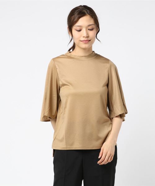 A/C DESIGN BY ALPHA CUBIC（エーシーデザインバイアルファキュービック）の「【WEB&一部店舗限定】モックネックフレアスリーブプルオーバー（Tシャツ/カットソー・レディース・サックスブルー/ブラック/ベージュ・M size/L size）」の10枚目の写真