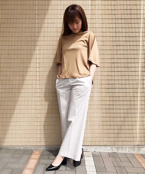 A/C DESIGN BY ALPHA CUBIC（エーシーデザインバイアルファキュービック）の「【WEB&一部店舗限定】モックネックフレアスリーブプルオーバー（Tシャツ/カットソー・レディース・サックスブルー/ブラック/ベージュ・M size/L size）」の13枚目の写真