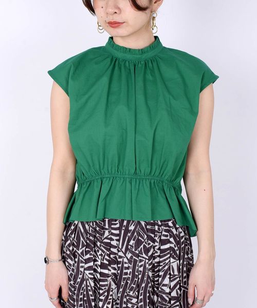 Khaju(カージュ)の「Khaju:バックボタンハイネックブラウス◇(シャツ/ブラウス・レディース・ベージュ/グリーン・ONE SIZE)」の22枚目の写真