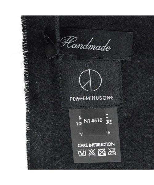 【美品】Peaceminusone マフラー　ブラック　激レア ブランド古着】PMO CASHMERE SCARF ロゴカシミアマフラー（マフラー