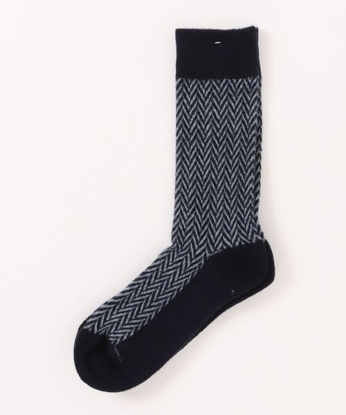 ANONYMOUSISM（アノニマスイズム）の「【ANONYMOUSISM】アノニマスイズム WOOL ヘリンボーン クルー丈ソックス（ソックス/靴下・メンズ・ネイビー/チャコール/カーキ/ワイン/ブラック/ライトブラウン/ネイビー系・25cm～27cm）」の7枚目の写真