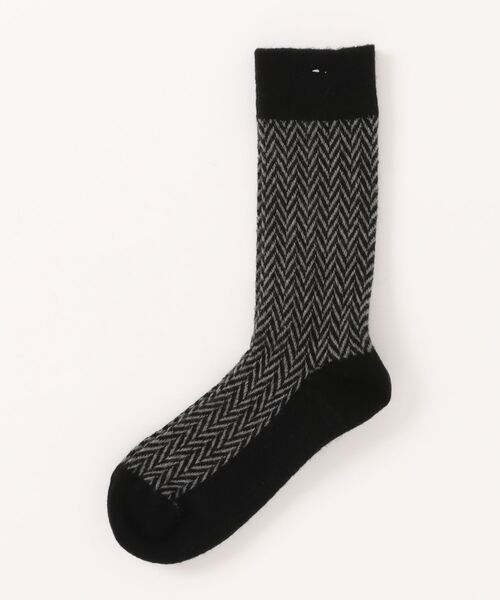 ANONYMOUSISM（アノニマスイズム）の「【ANONYMOUSISM】アノニマスイズム WOOL ヘリンボーン クルー丈ソックス（ソックス/靴下・メンズ・ネイビー/チャコール/カーキ/ワイン/ブラック/ライトブラウン/ネイビー系・25cm～27cm）」の2枚目の写真