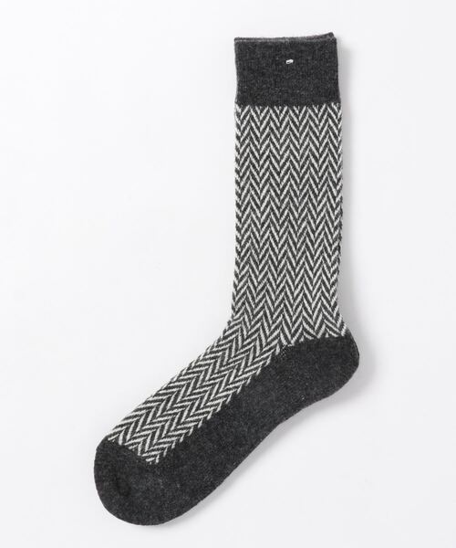 ANONYMOUSISM（アノニマスイズム）の「【ANONYMOUSISM】アノニマスイズム WOOL ヘリンボーン クルー丈ソックス（ソックス/靴下・メンズ・ネイビー/チャコール/カーキ/ワイン/ブラック/ライトブラウン/ネイビー系・25cm～27cm）」の3枚目の写真