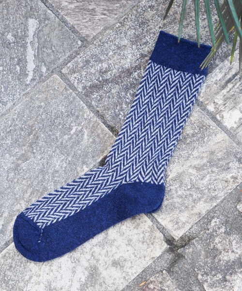 ANONYMOUSISM（アノニマスイズム）の「【ANONYMOUSISM】アノニマスイズム WOOL ヘリンボーン クルー丈ソックス（ソックス/靴下・メンズ・ネイビー/チャコール/カーキ/ワイン/ブラック/ライトブラウン/ネイビー系・25cm～27cm）」の12枚目の写真