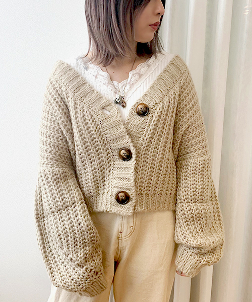 apres jour（アプレジュール）の「手編み風Vカーディガン【ZOZOTOWN限定アイテム】19AW★（カーディガン/ボレロ・レディース・モカ/ラベンダー/ライトベージュ・フリー）」の4枚目の写真