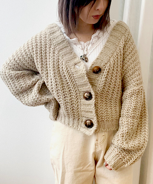 apres jour（アプレジュール）の「手編み風Vカーディガン【ZOZOTOWN限定アイテム】19AW★（カーディガン/ボレロ・レディース・モカ/ラベンダー/ライトベージュ・フリー）」の6枚目の写真