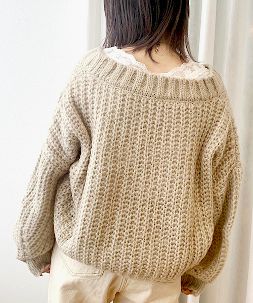 apres jour（アプレジュール）の「手編み風Vカーディガン【ZOZOTOWN限定アイテム】19AW★（カーディガン/ボレロ・レディース・モカ/ラベンダー/ライトベージュ・フリー）」の7枚目の写真