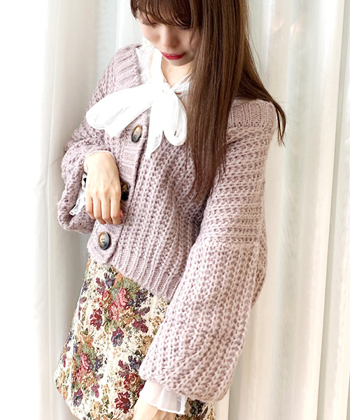 apres jour（アプレジュール）の「手編み風Vカーディガン【ZOZOTOWN限定アイテム】19AW★（カーディガン/ボレロ・レディース・モカ/ラベンダー/ライトベージュ・フリー）」の12枚目の写真