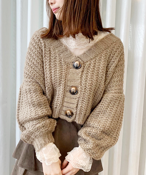 apres jour（アプレジュール）の「手編み風Vカーディガン【ZOZOTOWN限定アイテム】19AW★（カーディガン/ボレロ・レディース・モカ/ラベンダー/ライトベージュ・フリー）」の15枚目の写真