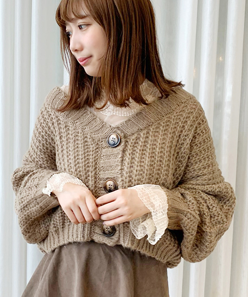 apres jour（アプレジュール）の「手編み風Vカーディガン【ZOZOTOWN限定アイテム】19AW★（カーディガン/ボレロ・レディース・モカ/ラベンダー/ライトベージュ・フリー）」の18枚目の写真