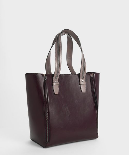 CHARLES & KEITH（チャールズ & キース）の「ダブルジッパー トートバッグ / Double Zipper Tote Bag（トートバッグ・レディース・ブラック/マルチ・L）」の6枚目の写真