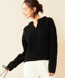 BEAUTY&YOUTH UNITED ARROWS | BY∴ ウールケーブルスキッパーネックニットо(ニット/セーター)