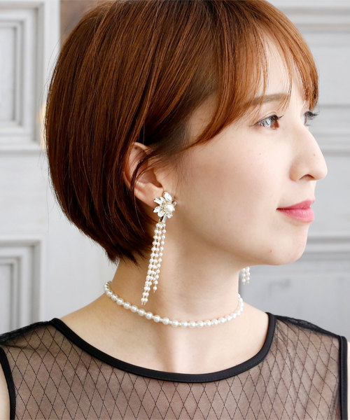 PourVous(プールヴー)の「パール&ビジューミックス ピアス&イヤリング 同窓会 結婚式 オケージョン 二次会 (ピアス(両耳用)・レディース・ホワイト/ホワイト系その他・FREE)」の9枚目の写真