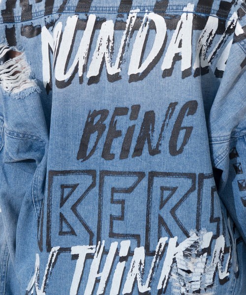 Roger&Raw / 英文字プリントデニムGジャン（デニムジャケット）｜GGD