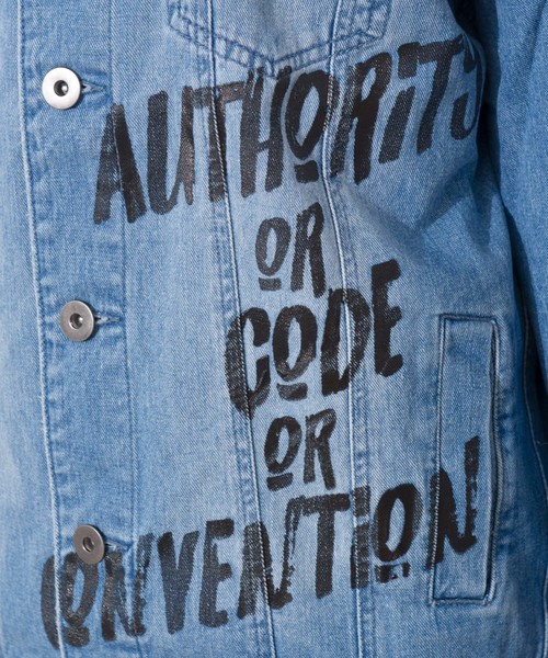 D&G アートプリント デニムジャケット Roger&Raw / 英文字プリントデニムGジャン（デニムジャケット）｜GGD