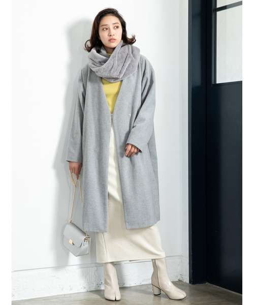 fifth（フィフス）の「ドロップショルダーノーカラーコート（トレンチコート・レディース・グレー/ブルー/モカ・SMALL/MEDIUM）」の2枚目の写真