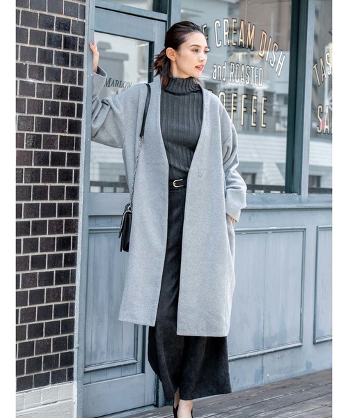 fifth（フィフス）の「ドロップショルダーノーカラーコート（トレンチコート・レディース・グレー/ブルー/モカ・SMALL/MEDIUM）」の16枚目の写真