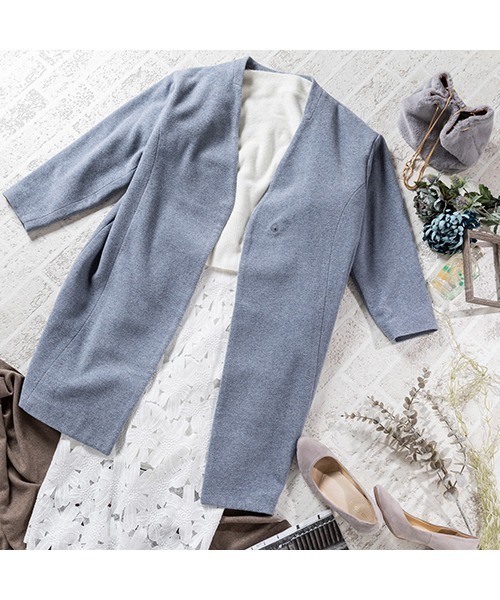 fifth（フィフス）の「ドロップショルダーノーカラーコート（トレンチコート・レディース・グレー/ブルー/モカ・SMALL/MEDIUM）」の22枚目の写真