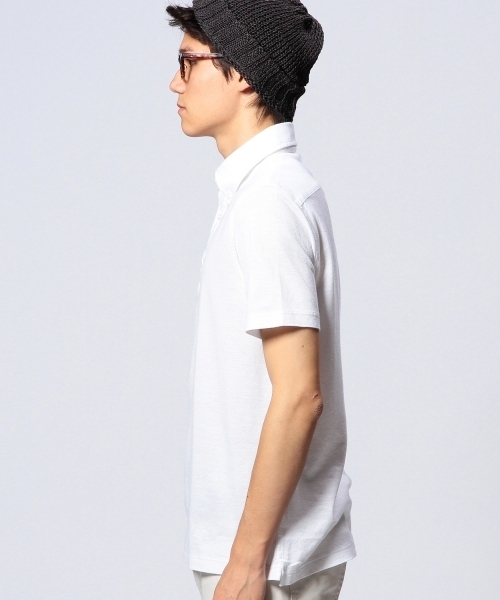 UNITED ARROWS（ユナイテッドアローズ）の「UAB コットンリネン　ボタンダウン　ポロシャツ ◆（ポロシャツ・メンズ・ホワイト/ネイビー/ターコイズブルー/ピンク・SMALL/X-LARGE/MEDIUM/LARGE/X-SMALL）」の5枚目の写真