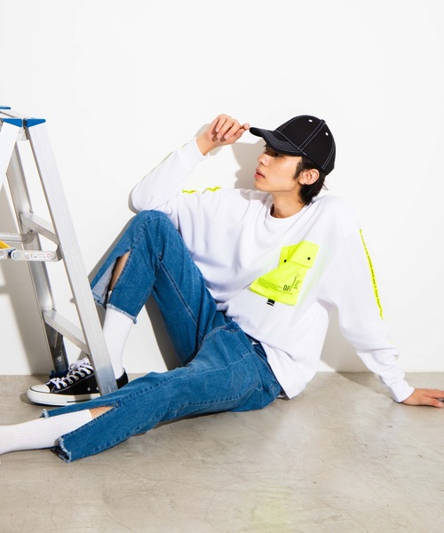 WEGO(ウィゴー)の「WEGO/カラーポケットロゴラインプルオーバースウェット(スウェット・メンズ・ホワイト/ブラック・MEDIUM/LARGE)」の12枚目の写真