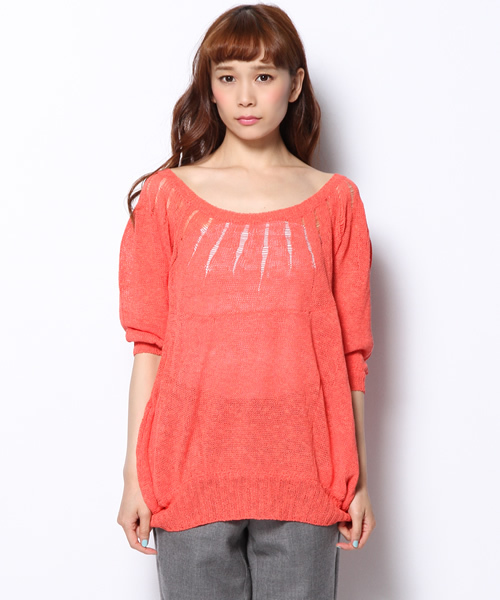 AVIE（アビィ）の「ジグザグルルーズプルオーバーニット（ニット/セーター・レディース・ベビーピンク/オレンジ・2）」の4枚目の写真