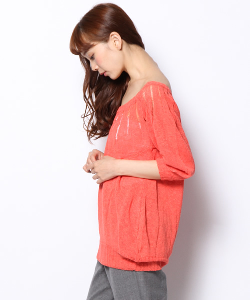 AVIE（アビィ）の「ジグザグルルーズプルオーバーニット（ニット/セーター・レディース・ベビーピンク/オレンジ・2）」の5枚目の写真