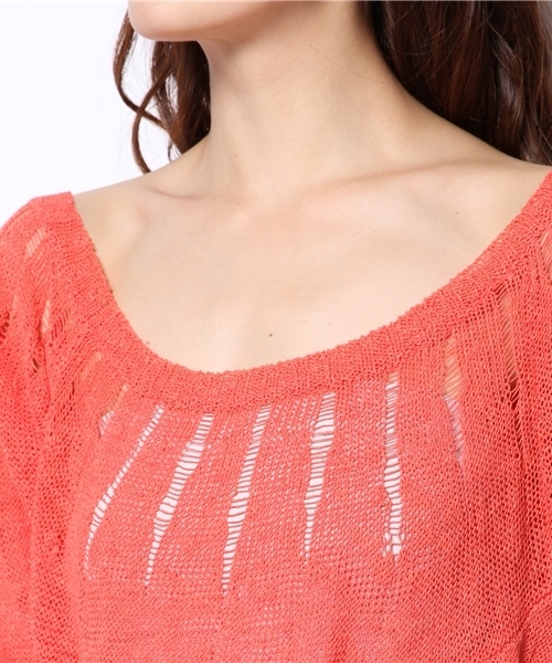 AVIE（アビィ）の「ジグザグルルーズプルオーバーニット（ニット/セーター・レディース・ベビーピンク/オレンジ・2）」の7枚目の写真