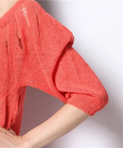 AVIE（アビィ）の「ジグザグルルーズプルオーバーニット（ニット/セーター・レディース・ベビーピンク/オレンジ・2）」の8枚目の写真