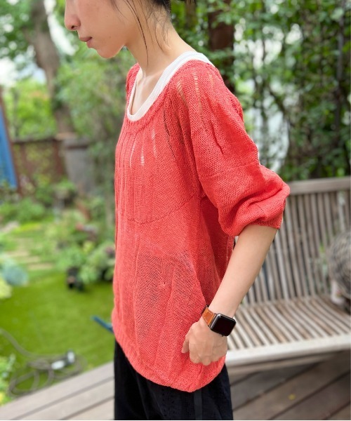 AVIE（アビィ）の「ジグザグルルーズプルオーバーニット（ニット/セーター・レディース・ベビーピンク/オレンジ・2）」の19枚目の写真