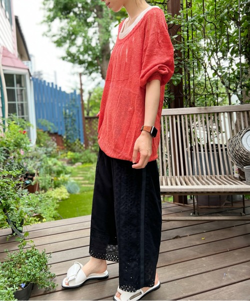 AVIE（アビィ）の「ジグザグルルーズプルオーバーニット（ニット/セーター・レディース・ベビーピンク/オレンジ・2）」の14枚目の写真