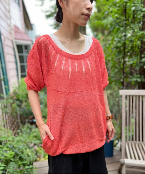 AVIE（アビィ）の「ジグザグルルーズプルオーバーニット（ニット/セーター・レディース・ベビーピンク/オレンジ・2）」の13枚目の写真