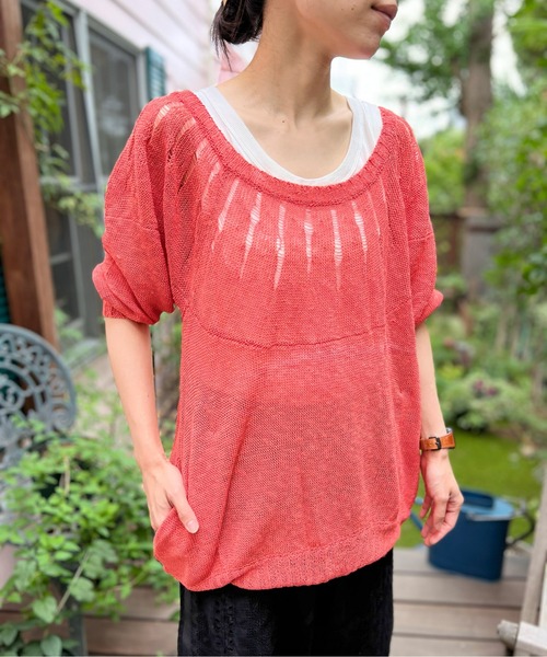 AVIE（アビィ）の「ジグザグルルーズプルオーバーニット（ニット/セーター・レディース・ベビーピンク/オレンジ・2）」の10枚目の写真