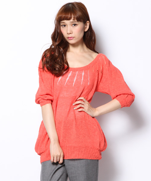 AVIE（アビィ）の「ジグザグルルーズプルオーバーニット（ニット/セーター・レディース・ベビーピンク/オレンジ・2）」の9枚目の写真