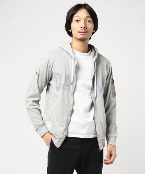 VIBGYOR(ヴィブジョー)の「VIBGYOR Select/ DENIM貼り付けテレコZIPパーカー (RM)(パーカー・メンズ・ブラック/グレー/ホワイト・LARGE/X-LARGE/MEDIUM)」の3枚目の写真