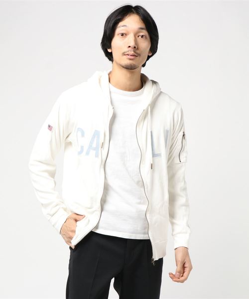VIBGYOR(ヴィブジョー)の「VIBGYOR Select/ DENIM貼り付けテレコZIPパーカー (RM)(パーカー・メンズ・ブラック/グレー/ホワイト・LARGE/X-LARGE/MEDIUM)」の1枚目の写真