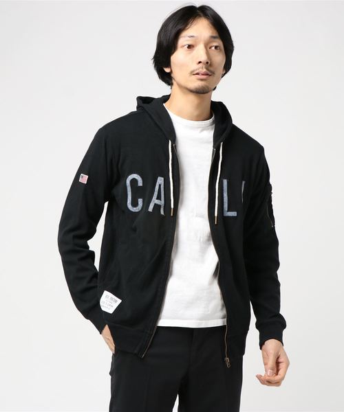 VIBGYOR(ヴィブジョー)の「VIBGYOR Select/ DENIM貼り付けテレコZIPパーカー (RM)(パーカー・メンズ・ブラック/グレー/ホワイト・LARGE/X-LARGE/MEDIUM)」の2枚目の写真