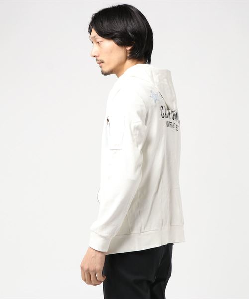 VIBGYOR(ヴィブジョー)の「VIBGYOR Select/ DENIM貼り付けテレコZIPパーカー (RM)(パーカー・メンズ・ブラック/グレー/ホワイト・LARGE/X-LARGE/MEDIUM)」の4枚目の写真