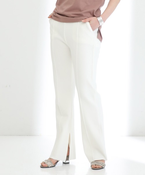 STUDIOUS（ステュディオス）の「【STUDIOUS】サマーニットフレアパンツ（その他パンツ・レディース・ホワイト/ブラック/ピンク・1/2）」の2枚目の写真