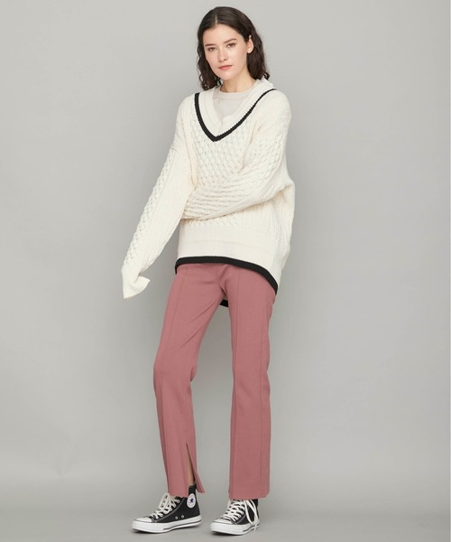 STUDIOUS（ステュディオス）の「【STUDIOUS】サマーニットフレアパンツ（その他パンツ・レディース・ホワイト/ブラック/ピンク・1/2）」の11枚目の写真